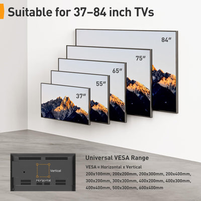 Perlegear TV Wandhalterung Schwenkbar Neigbar für 37-84 Zoll Flach & Curved Fernseher, TV Halterung max.VESA 600x400mm bis zu 60kg