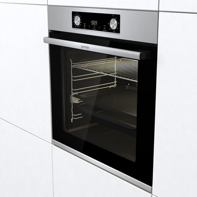 Gorenje BOS 6737 E13X Einbau-Backofen / 77 Liter/Heißluft/ExtraSteam/GentleClose & Open/EcoClean/Air Fry/PizzaMode/PerfectGrill/Teleskopauszüge/Inox-Look, Grau