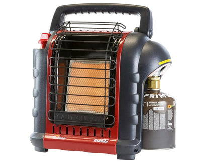 Mr Heater Tragbarer Gasheizer MH9BDF - Gasheizung mit Gasflasche - Gasheizstrahler - Räume bis zu 26M2 - Geeignet für Propan G31 und Butan/Propan G30+31 Patronen - Schwarz/Rot