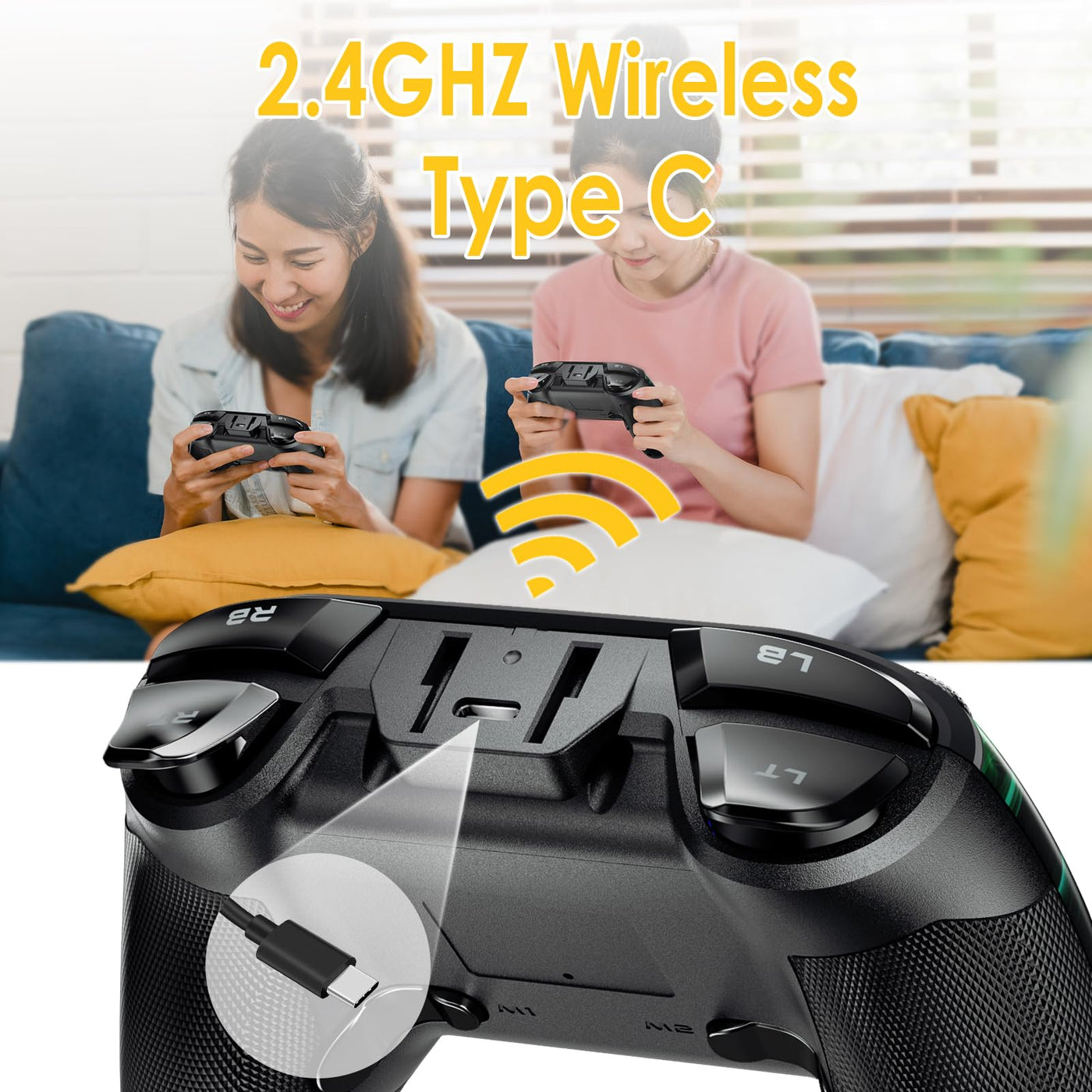 EasySMX PS3 Controller, 2.4G Wireless PC Gamepad, einstellbare LED, Turbo, Vier programmierbare Tasten zur Unterstützung von PS3 / OTG-Funktionen für Android Tablets/PC/TV, TV Box