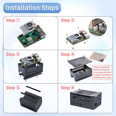 GeeekPi Raspberry Pi 5 Aluminiumgehäuse mit Official Active Cooler, Support PCIe M.2 NVMe SSD Shield Top X1001 / X1000 / N04 / N05