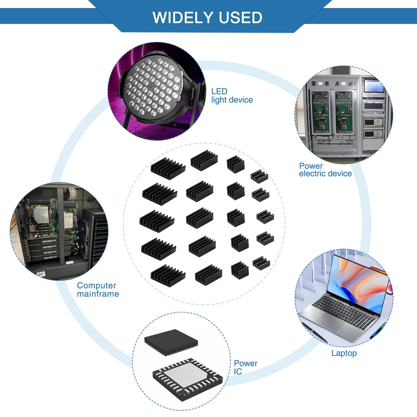 VooGenzek 20 Stücke Kühlrippen Aluminium Set Raspberry Pi 4, Raspberry Pi Aluminium Kühlkörper with Heat Conducting Tape, zum Kühlen von Raspberry Pi, Schwarz