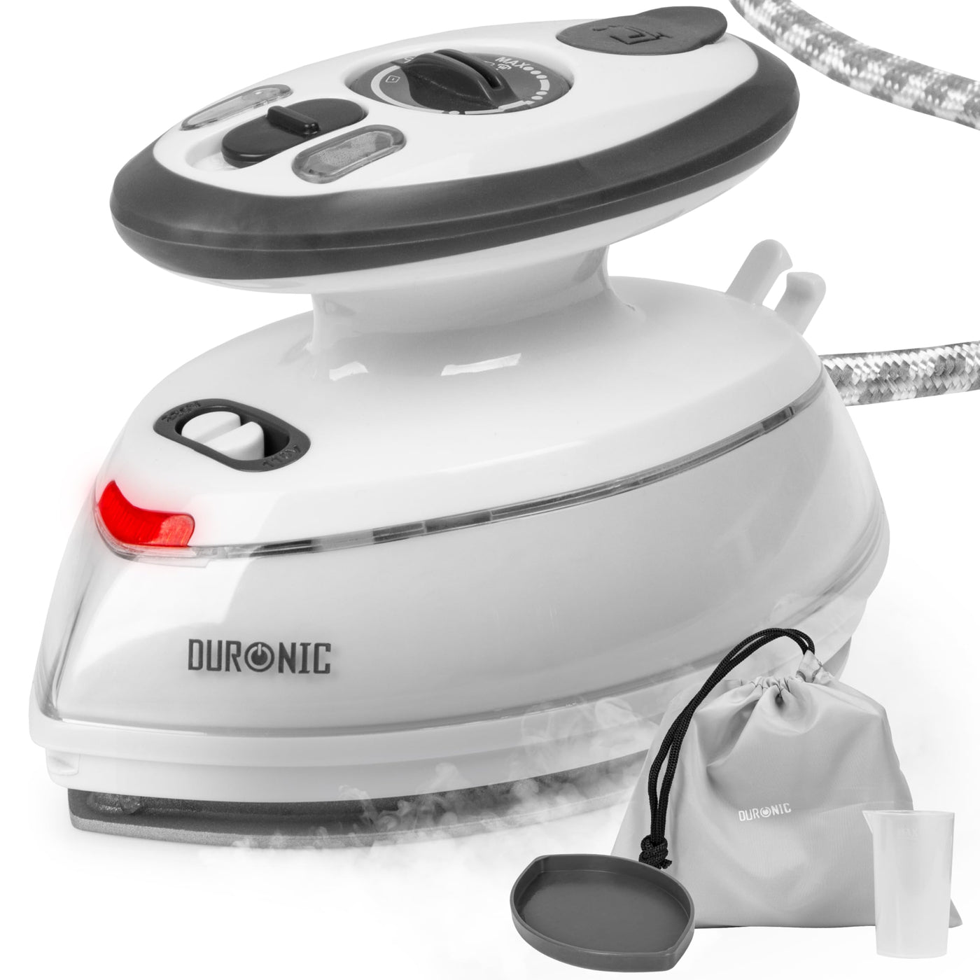 Duronic SI3 WE Mini Reisebügeleisen, 400W Mini Bügeleisen, Dampfbügeleisen 35ml Wassertank, kleines Reisebügeleisen dampf, Handbügeleisen Keramikfläche, für Kleidung nähen, 2 Betriebsspannungen