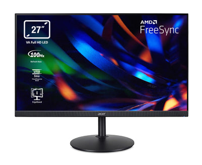 Acer CBA272H Monitor 27 Zoll (69 cm Bildschirm) Full HD, 100Hz HDMI, 75Hz VGA, 4ms (GTG), HDMI 1.4, VGA, höhenverstellbar, drehbar, FreeSync, Schwarz