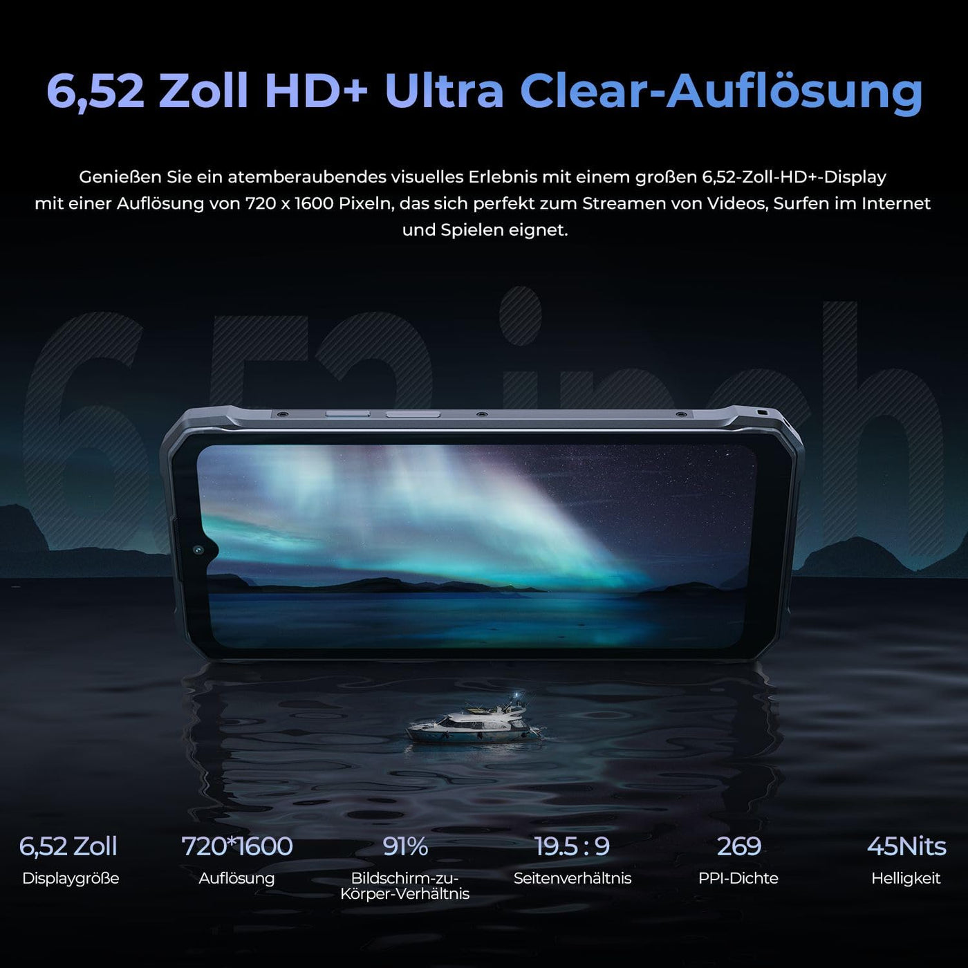 HOTWAV T7 Outdoor Smartphone, 6280mAh 8GB/128GB/1TB Erweiterbar 6.52" HD+ Display Outdoor Handy Ohne Vertrag Günstige, Android 13 21MP+8MP Kamera Dual SIM 4G LET Smartphone - Face ID/GPS/IP68/ IP69K