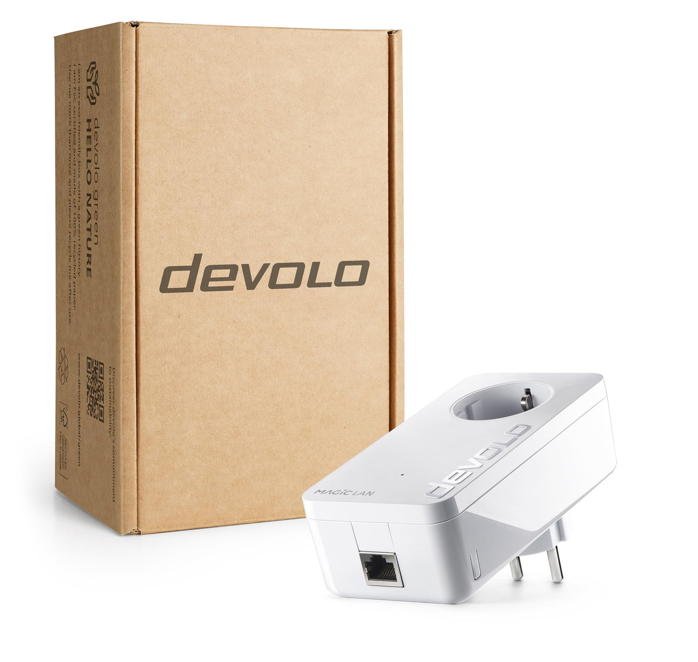 devolo Magic 2 LAN Erweiterungsadapter, LAN Powerline Adapter, bis zu 2.400 Mbit/s, 1x Gigabit LAN Anschluss, ideal für Homeoffice, dLAN 2.0, weiß