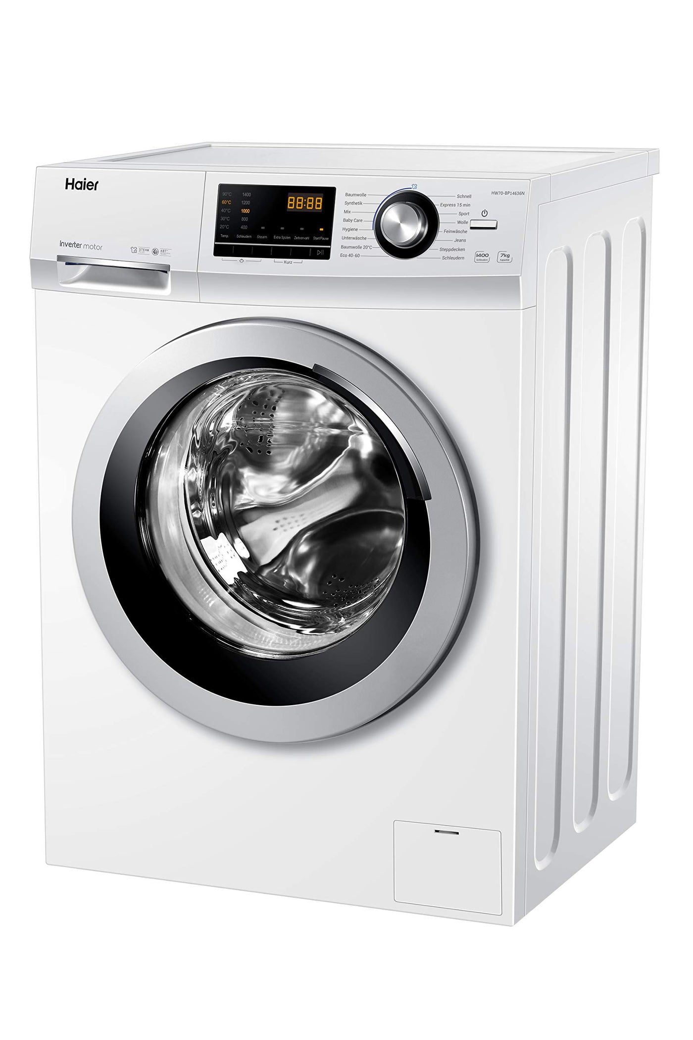 Haier HW70-BP14636N Waschmaschine / 7 kg / A - beste Effizienz / Inverter-Motor / Dampffunktion / Vollwasserschutz / Eco 40-60 Programm