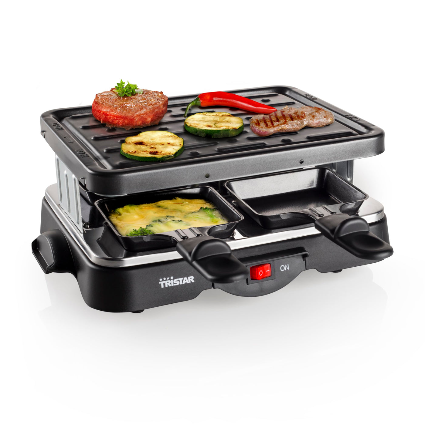 Tristar Raclette-Grill für bis zu 4 Personen, 4 Pfännchen, 500 Watt, RA-2949