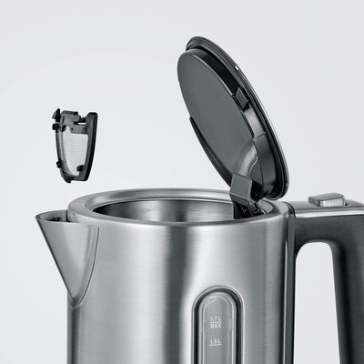 SEVERIN Digitaler Wasserkocher mit Fast-Boil-Power und individueller Temperaturauswahl, 1,7 l XXL-Füllvolumen, Edelstahl-gebürstet / Schwarz, 3000 W, 100% BPA-frei, WK 3418