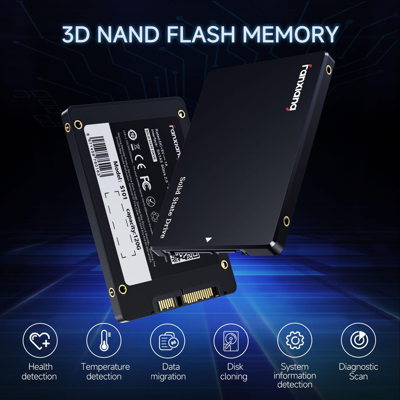 fanxiang SATA SSD 512GB 2,5 Zoll Interne SSD 550 MB/s Lesen, 500 MB/s Schreiben, Festplatte für schnelle Datenübertragung S101Q