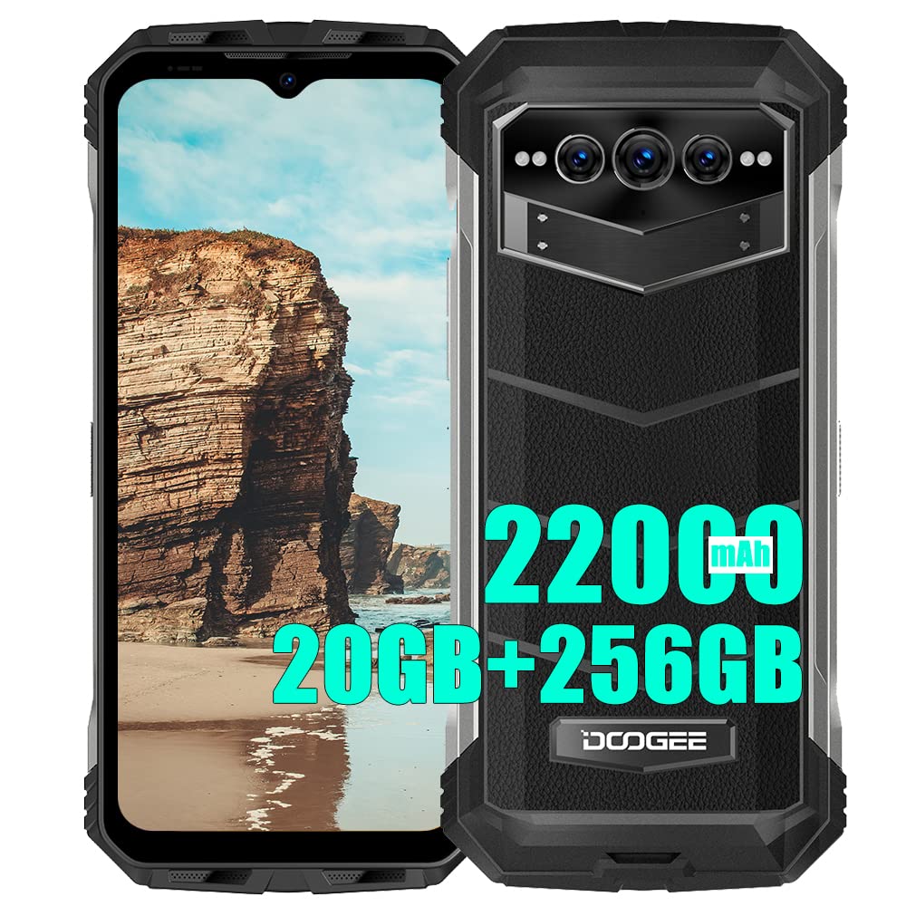 DOOGEE VMAX (2023) 5G Smartphone ohne Vertrag, 22000mAh Akku, 20GB + 256GB, Dimensity 1080 Octa Core, 108MP Kamera (20MP Infrarot) + 16MP + 32MP, Android 12 6.58 Zoll Simlockfreie Handys Schwarz