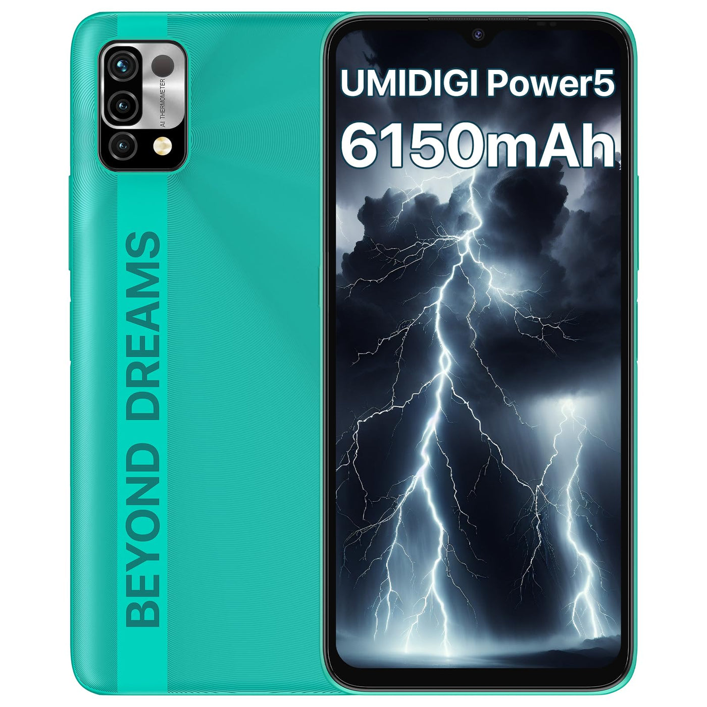 UMIDIGI Power 5 Smartphone Ohne Vertrag,3GB+64GB Handy Günstig,6150mAh Akku,Android 11 Handy ohne vertrag,6,53" HD+ Display,Octa Core,16MP+8MP,3-Kartenfächer,Dual SIM 4G Handys/OTG(Grün)