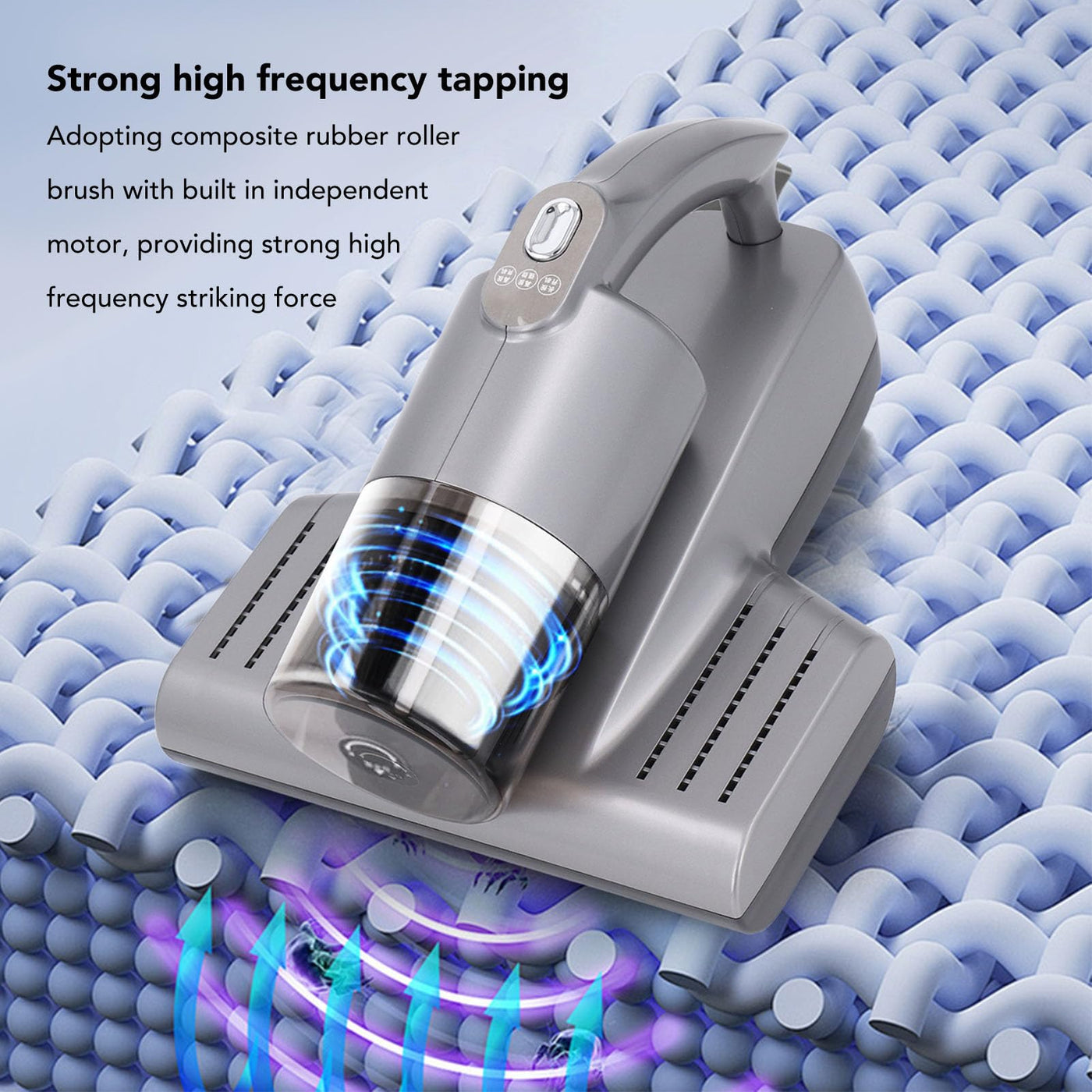 Fockety Matratzen-Staubsauger, 15 KPa Saugleistung, 57.000 U/min, Kabelloser Hand-Bettstaubsauger mit UV-C-Licht und Ultraschall, Starke Saugkraft, UV-Bett-Staubsauger, Handstaubsauger