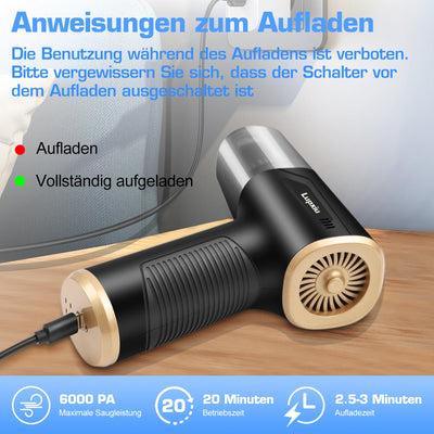 Lupxiu Handstaubsauger, Auto Staubsauger Stark, 2-in-1 Mini Handstaubsauger Kabellos, Akkusauger, Kleiner Staubsauger mit USB-C Kabel für Auto & Haus