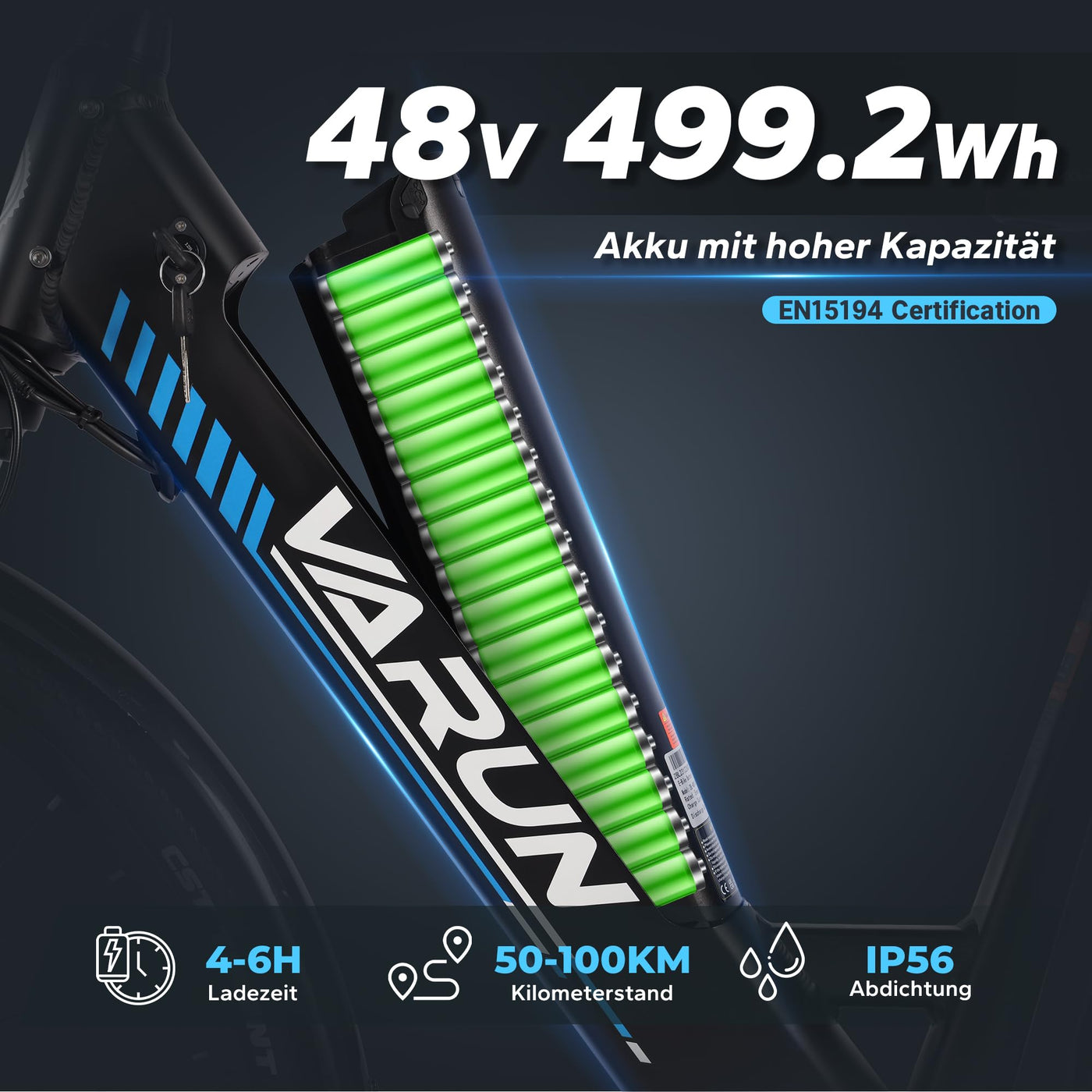 VARUN E Bike, 28 Zoll E-Bike Herren Damen mit 250W 55NM Motor, 48V 499.2Wh Akku, Elektrofahrräder E-Fahrrad mit 7-Gang-Getriebe, LCD-Display, Pedelec Citybike EBike Bis zu 100KM