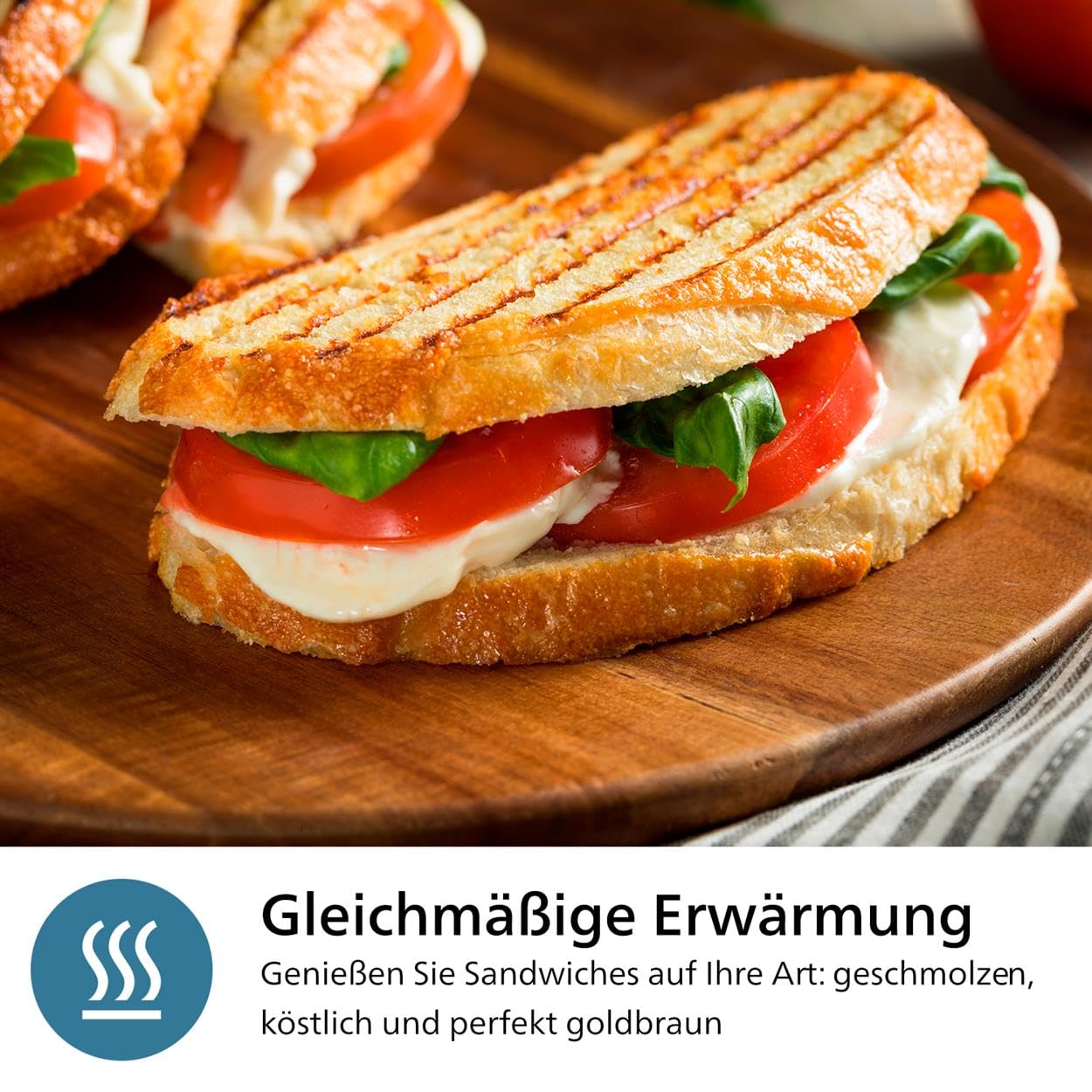 Philips Sandwichmaker 5000 Serie, 750 W, Panini, Waffeln, Sandwichplatten, Schwarz/Silber (HD2350/80)