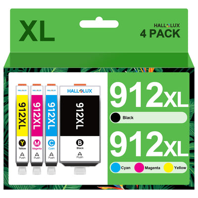 HALLOLUX 912 XL Multipack Kompatibel für HP 912 Druckerpatronen, für HP OfficeJet Pro 8022 8020 8024 8025 8012 8014 8010 8015 (4er-Pack, Schwarz Magenta Gelb Cyan)