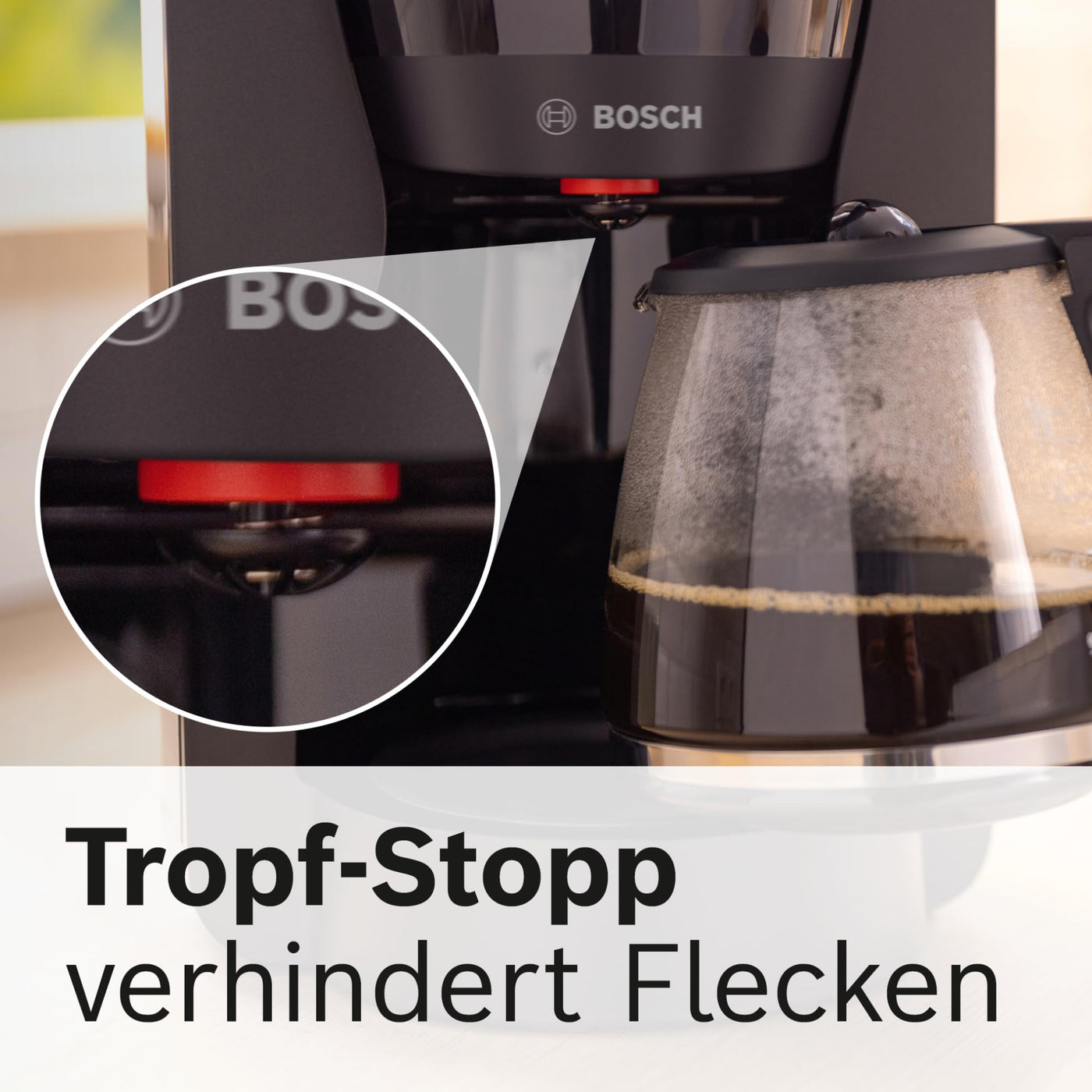 Bosch Filterkaffeemaschine MyMoment TKA2M113, Glaskanne 1,25 L, für 10-15 Tassen, 40min Warmhaltefunktion, Tropfstopp, schwenkbarer Filterträger, abnehmbarer Wassertank, 1200 Watt, Schwarz matt