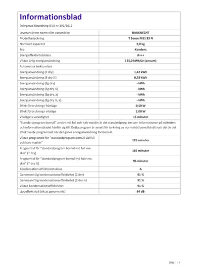 Bauknecht T Sense M11 83 N Wärmepumpentrockner /8 kg/EEK A+++ /ActiveCare-Technologie/EasyCleaning-Filter/Auffrischen-Programm/Bügelleicht-Programm/Wolle-Programm/Knitterschutz, Weiß