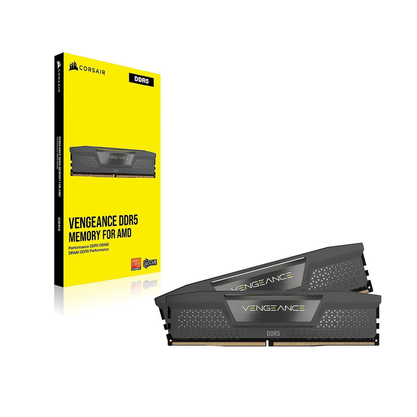 CORSAIR Vengeance DDR5 64GB (2x32GB) DDR5 6000MHz CL30 AMD Expo Intel XMP iCUE Kompatibler Computerspeicher - Grau (CMK64GX5M2B6000Z30)