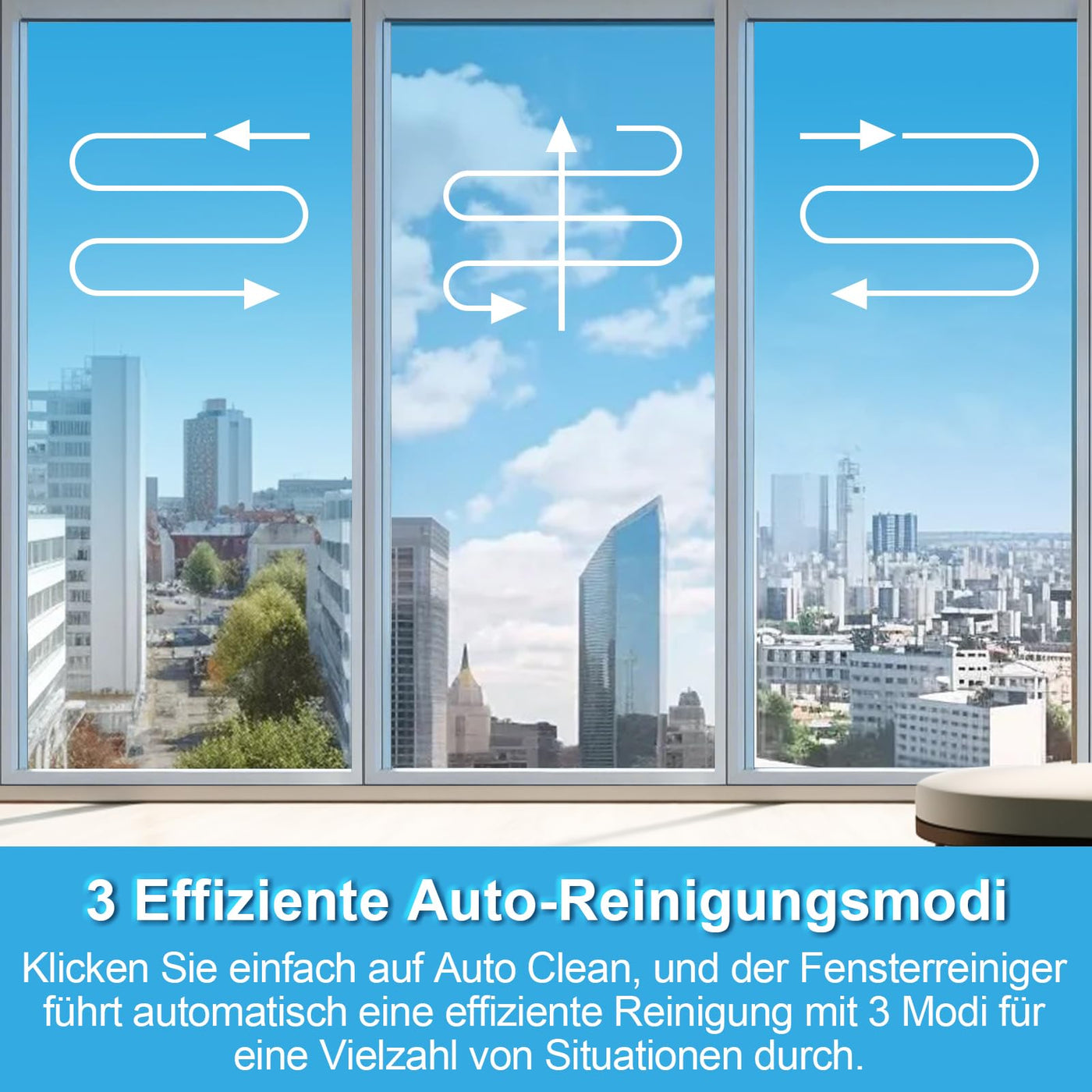 Fenster Roboter, Window Cleaner Robot, Fensterputzroboter mit Automatischem Wasserstrahl, 3000 Pa Starke Saugkraft Fenster Roboter für alle glatten Oberflächen im Innen- und Außenbereich