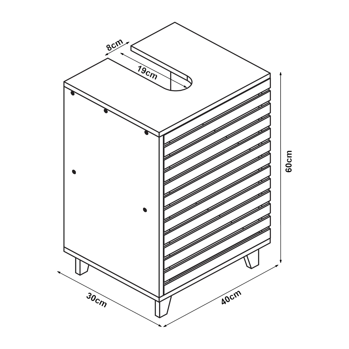 [en.casa] Waschbeckenunterschrank Iveland Badezimmerschrank Badschrank Waschtischunterschrank mit 1 Tür und 2 Ablagefächern 60x40x30cm Bambus