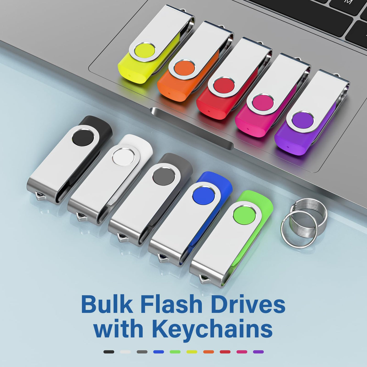 16GB USB Stick 10 stück, Wooolken USB 2.0 Speicherstick Swivel Datenspeicher Metall Memory Sticks Flash Drive USB Sticks 10er Pack (10 Colors)