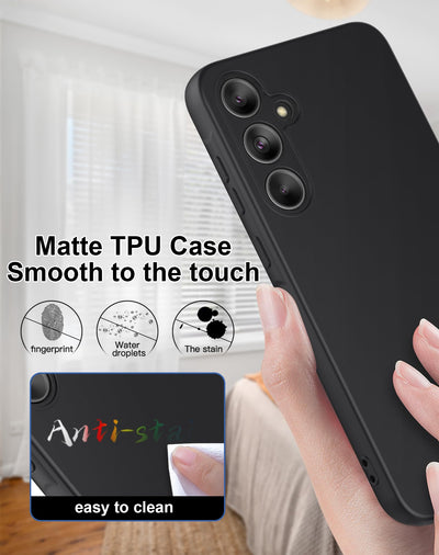 Foluu Liquid Silicone Case für Samsung Galaxy A55 5G Hülle, Silikon stoßfeste Handyhülle mit [weichem, kratzfestem Mikrofaserfutter] für Samsung Galaxy A55 5G 2024 (Schwarz)