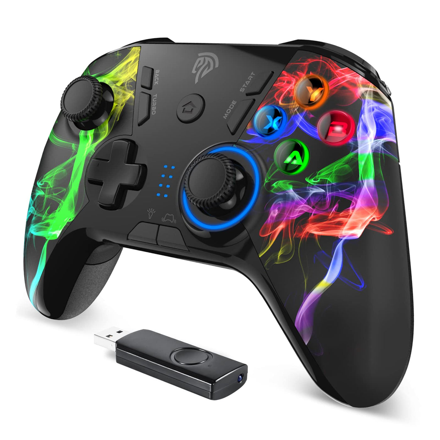 EasySMX PS3 Controller, 2.4G Wireless PC Gamepad, einstellbare LED, Turbo, Vier programmierbare Tasten zur Unterstützung von PS3 / OTG-Funktionen für Android Tablets/PC/TV, TV Box