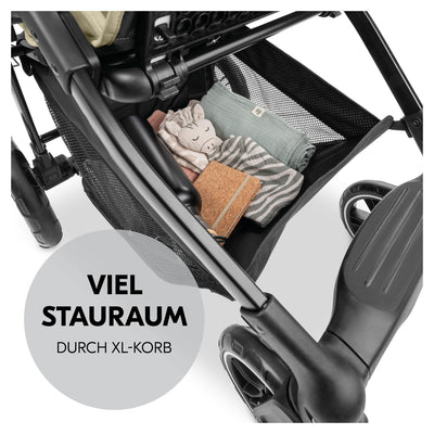 hauck Buggy Shop N Care für Kinder ab Geburt bis 22 kg mit Liegefunktion, Getränkehalter und Snack Tablett, Klein Zusammenklappbar, Sonnenverdeck (UPF 50+), XL Korb bis 3 kg (Olive)