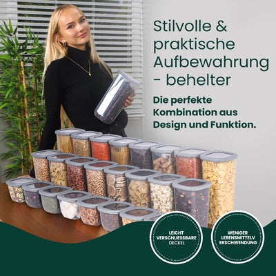 uandu Vorratsdosen mit Deckel Luftdicht - 12er Vorratsbehälter Set | Aufbewahrungsbox Küche Aufbewahrung & Organisation | BPA Frei | Küchen Organizer | Vorratsdosen für alle trockenen Lebensmittel