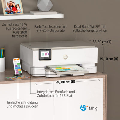 Imprimante multifonction HP Envy Inspire 7220e, imprimante à jet d'encre, 20€ de cashback, 3 mois d'impression gratuite avec HP Instant Ink inclus, HP+, impression, numérisation, copie, impression photo, DIN A4, WLAN, Airprint