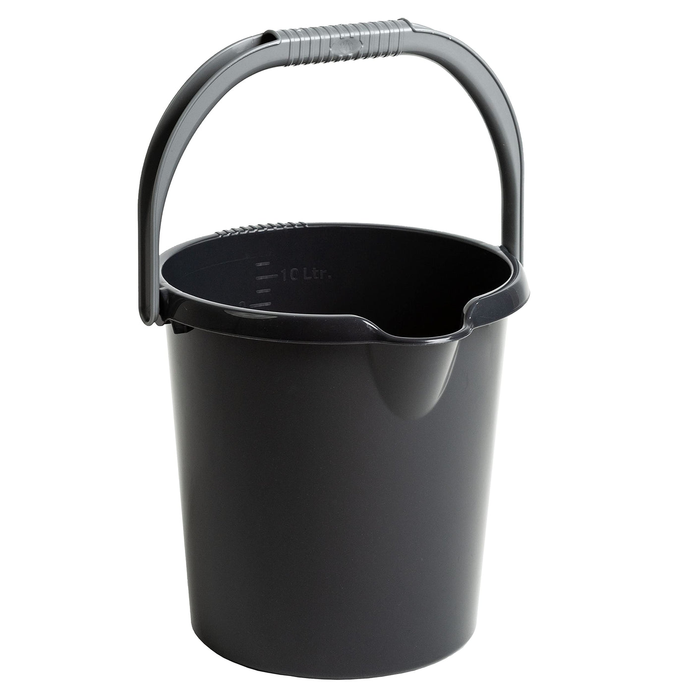 2X Eimer mit Ausguss und Henkel - 10 Liter - schwarz - Putzeimer Haushalt Küche Bad Camping Kunststoff Eimer Haushaltseimer Wassereimer