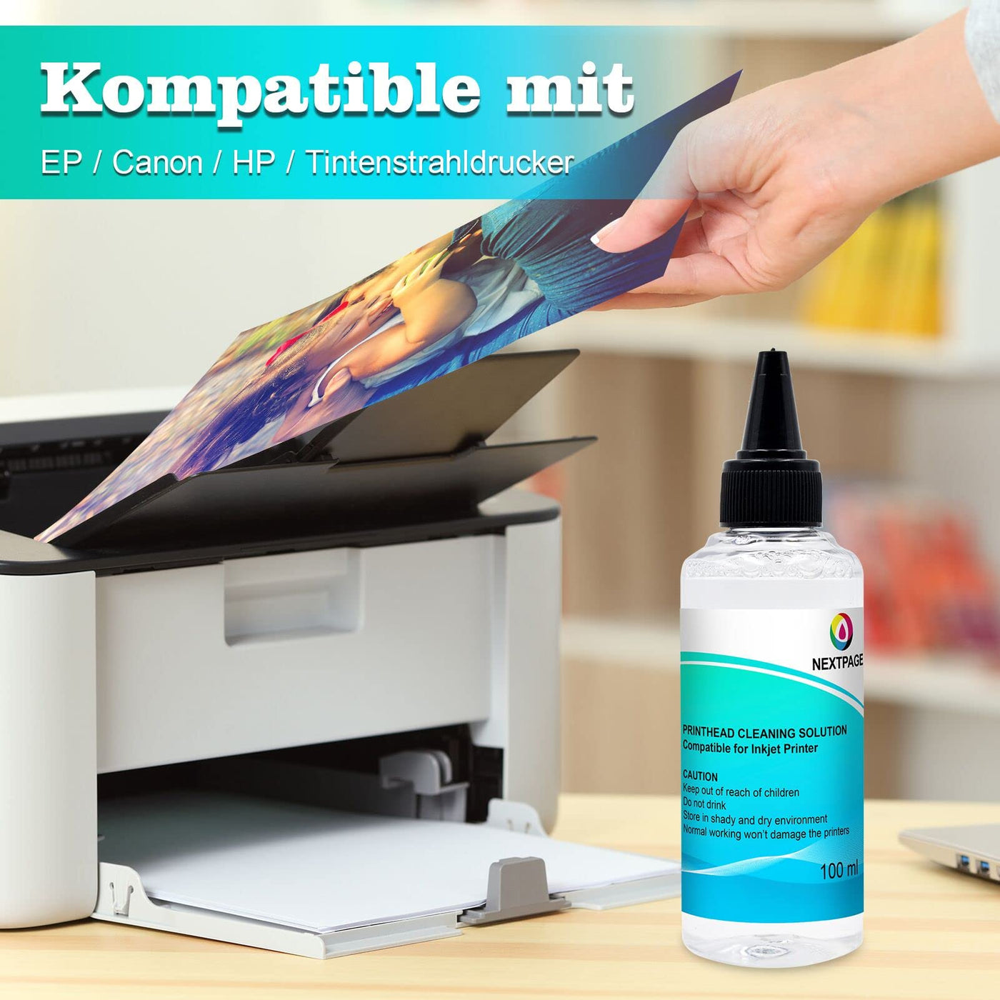 Druckkopfreiniger Düsenreiniger 100 ml Druckkopf Reinigungsflüssigkeit für Druckkopfreiniger Epson HP Canon Brother Tintenstrahldrucker druckkopfreiniger Spritzen 5ml