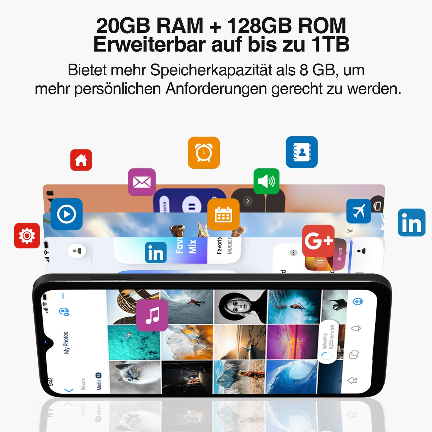 DOOGEE N55 Plus(20GB+128GB) Android 14 Smartphone Ohne Vertrag, 90Hz Handy Ohne Vertrag Octa Core 6,56" HD+, 5150mAh Handy Günstig,13MP+8MP Simlockfreie Handys 4G Dual SIM/Face ID/Widevine L1/GPS/OTG