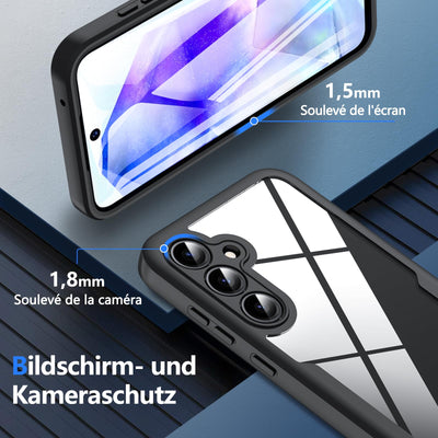 Kuaguozhe für Samsung Galaxy A55 5G Hülle, Samsung A55 Hülle mit Integriertem Displayschutz, 360 Grad Rundumschutz Schutzhülle Silikon Case Stoßfest Handyhülle für Samsung Galaxy A55 5G (Schwarz)