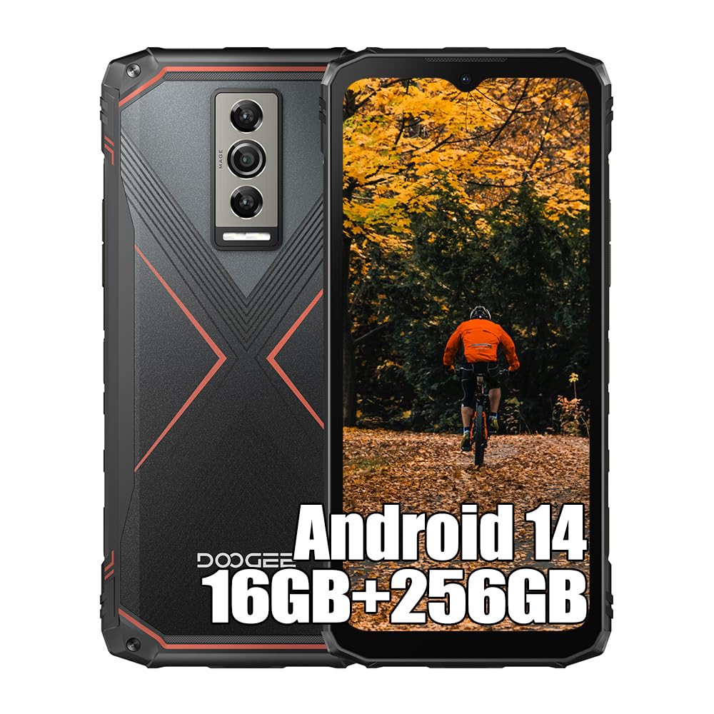 DOOGEE Blade 10 Pro Smartphone ohne Vertrag (2024), 16GB + 256GB, 5150mAh Akku Thin Simlockfreie Handys, Robustes 4G, 50MP Kamera + 8MP Outdoor Handy, Android 14, 6.56 Zoll, NFC Rot