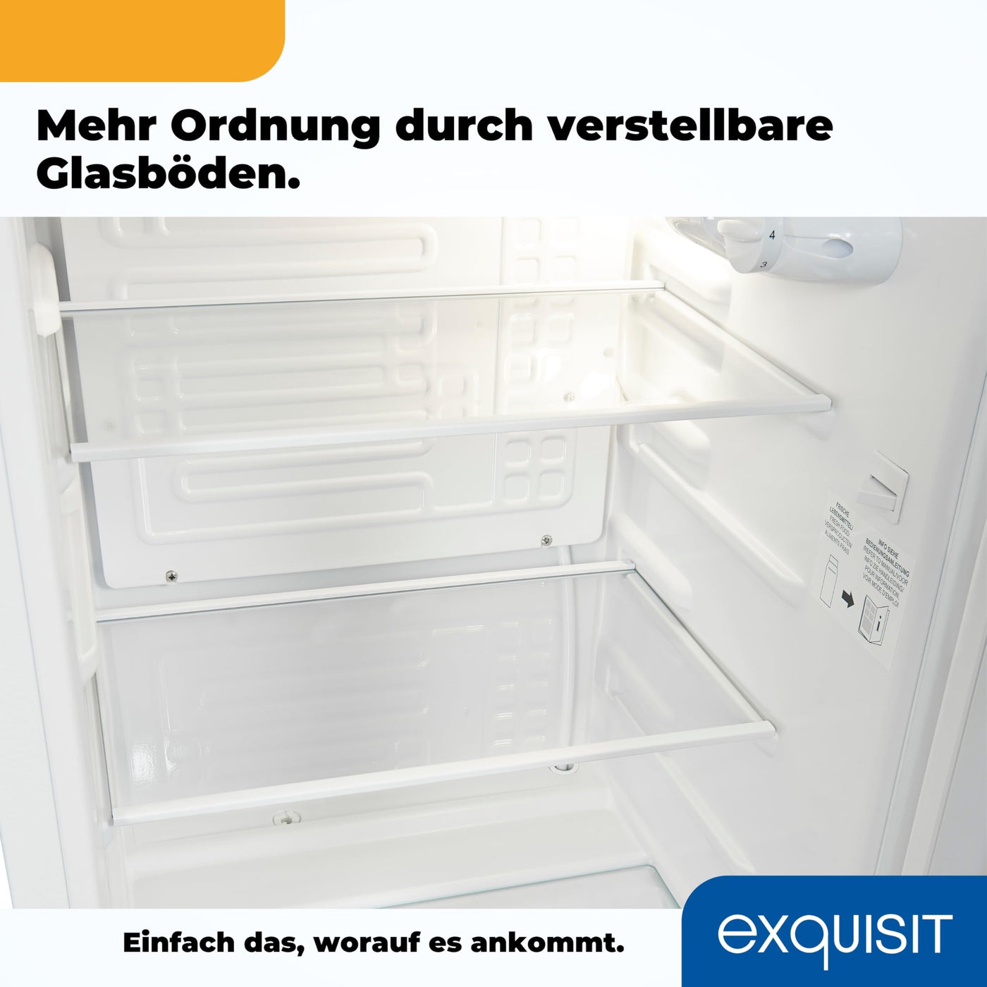 Exquisit Vollraumkühlschrank 75 Liter, Freistehend, Kühlschrank klein und kompakt, 45cm Breit, LED-Innenbeleuchtung, KS585-V-091E