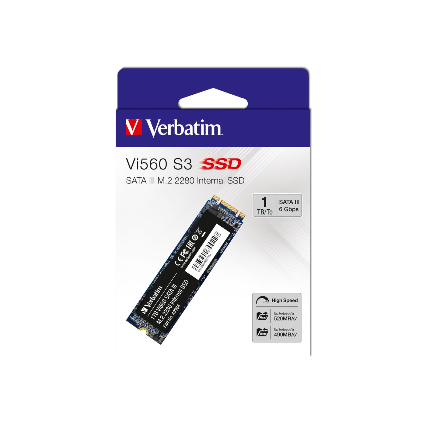 Verbatim Vi560 S3 SSD, internes SSD-Laufwerk mit 1 TB Datenspeicher, Solid State Drive mit SATA III M.2 2280 und 3D-NAND-Technologie, schwarz, ideal für Notebook und Ultrabook