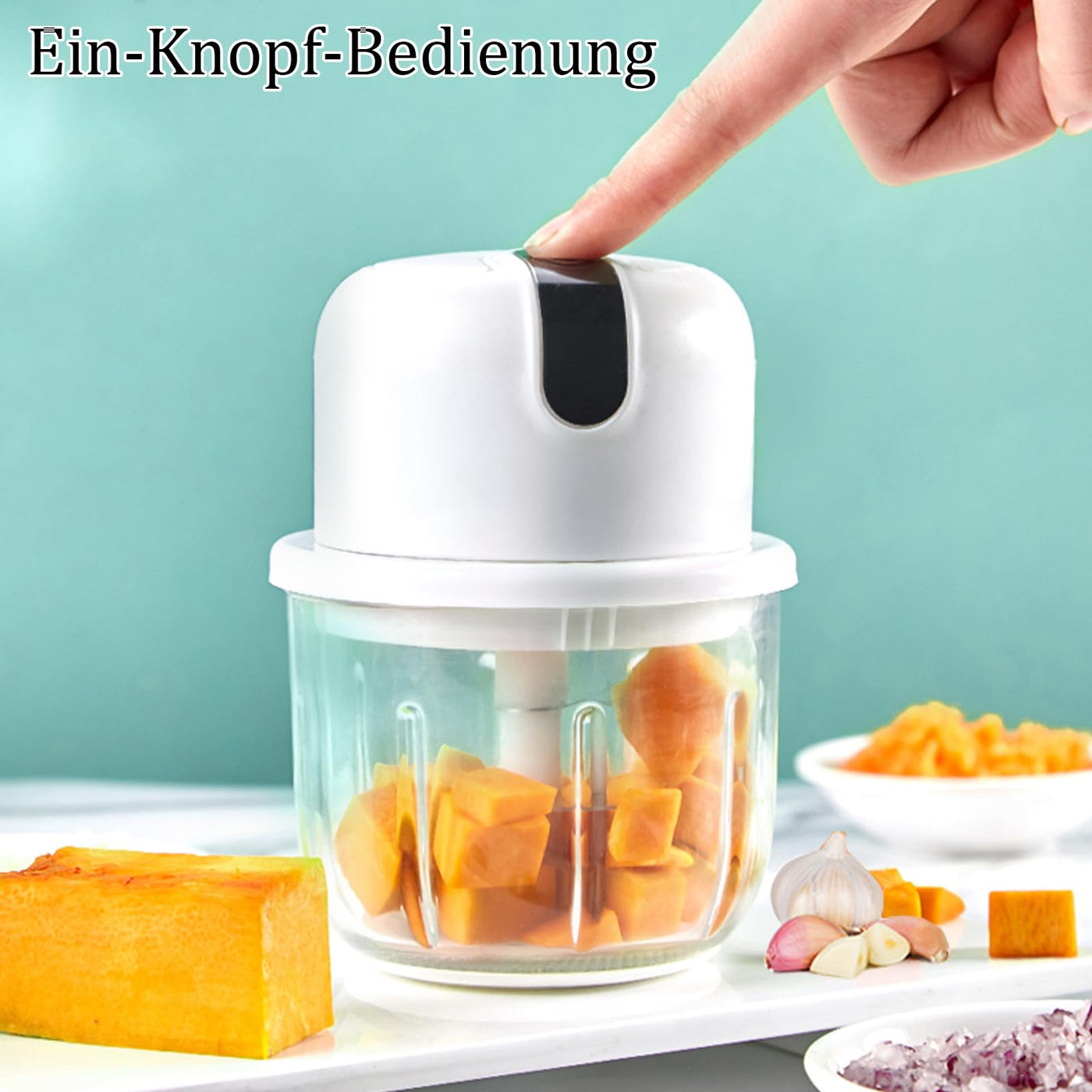 Zwiebel Zerkleinerer Elektrisch 350ml, USB Zwiebelschneider Elektrisch Klein Zwiebelhacker Knoblauch Zerkleinerer Küche Elektrischer Knoblauchschneider Onion Cutter für Fleisch,Zwiebeln,Knoblauch