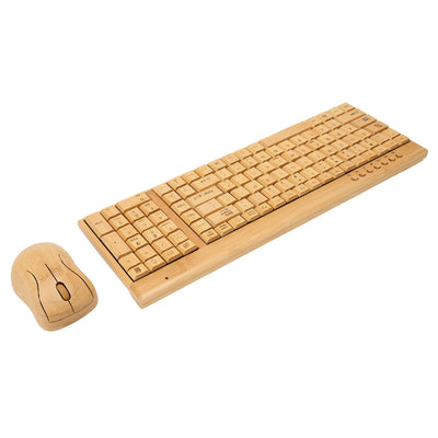 Bambus-Tastatur und -Maus, 2,4-GHz-Tastaturmaus mit Kabelloser Verbindung, Plug-and-Play, Bambusholzmaterial, für Büro und Gaming, Kombination aus Maus und