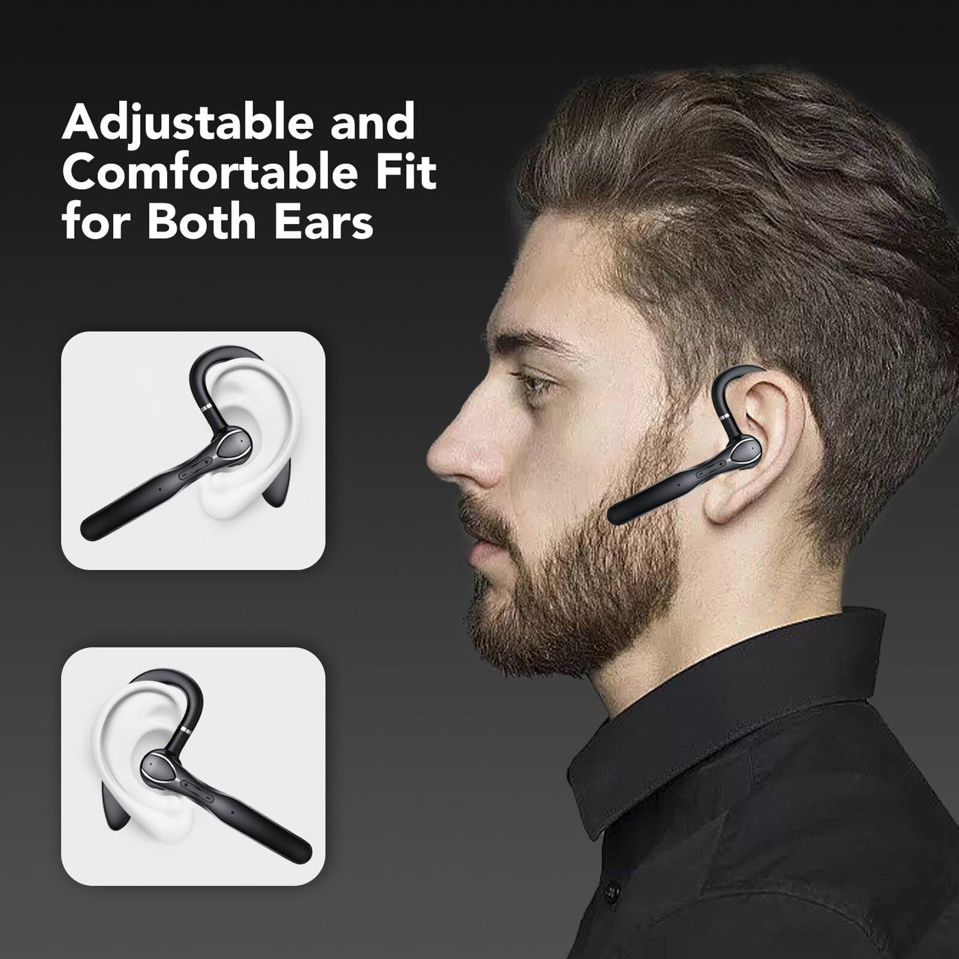 Headset Bluetooth, Headset mit Mikrofon, Bluetooth V5.3 Headset mit Noise Cancelling Mikrofon,100 Std Spielzeit Bluetooth Headset, Ladebox LED Anzeige , Bluetooth ohr für Autofahren/Büro/Geschäft