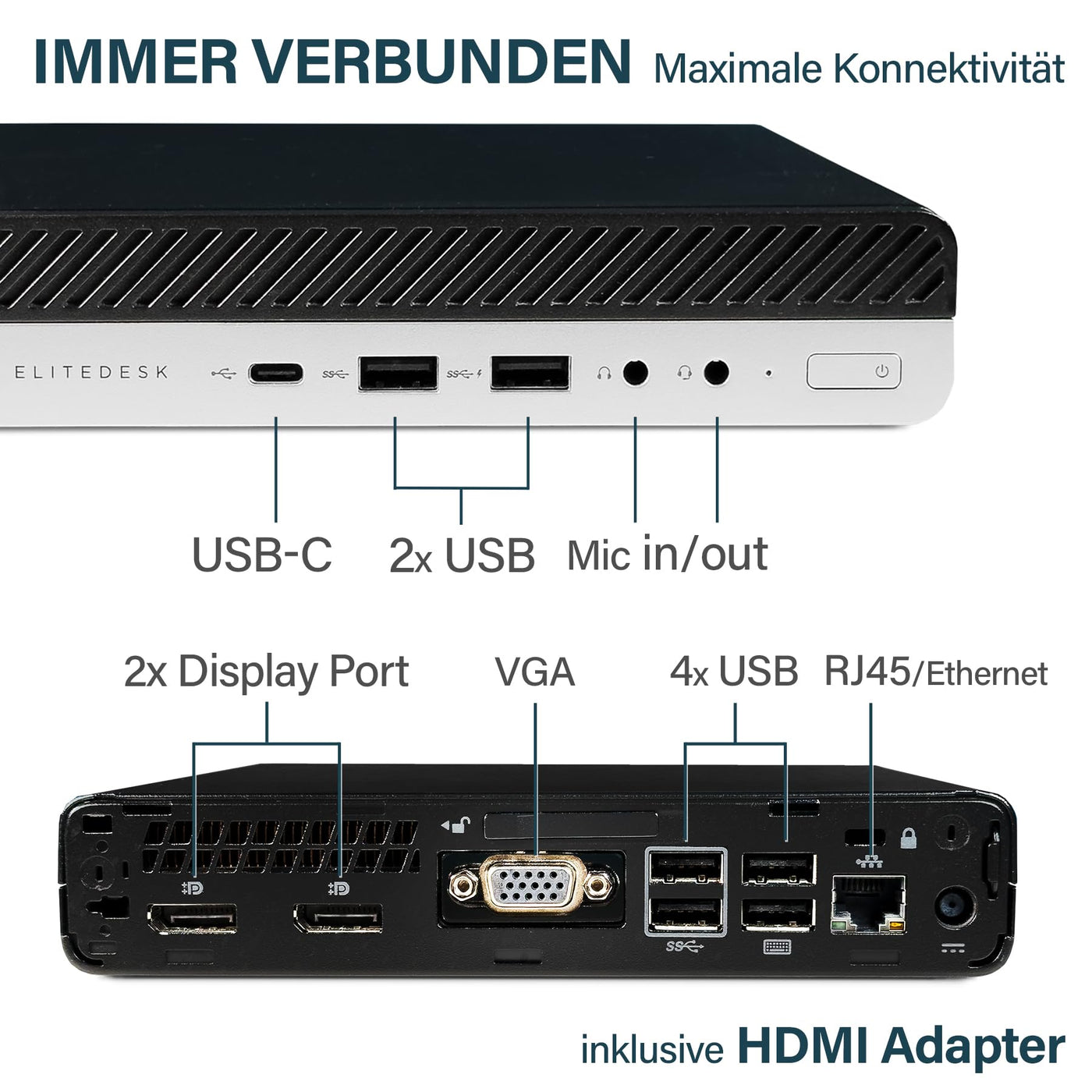 🆄🅽🆂🅴🆁 𝗧𝗜𝗣𝗣: Schneller НP Mini PC mit Intel i5 Quad Core - Desktop Computer + Rechner für Büro & Office mit 3,3 GHZ - 16GB DDR4 RAM - 512GB SSD - WLAN - inkl Windows 11 Pro + Grееd Mousepad