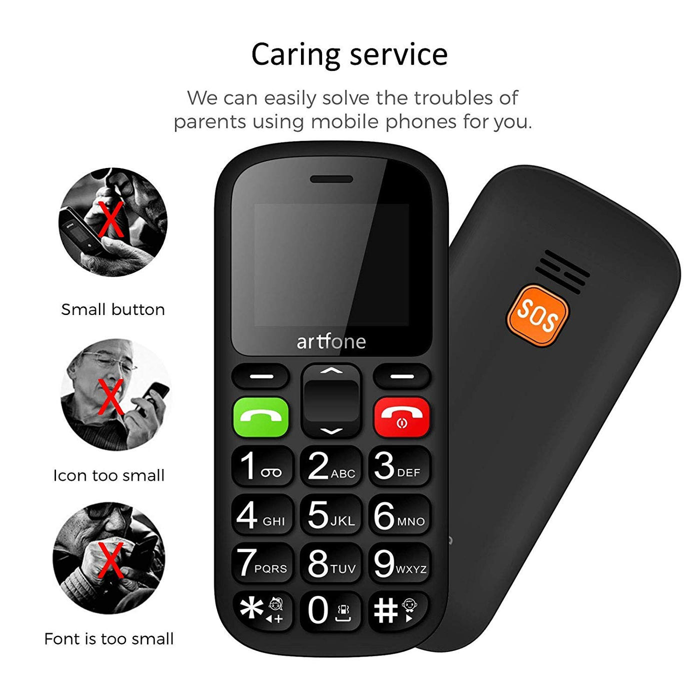 artfone CS181 Seniorenhandy ohne Vertrag | Mobiltelefon mit großen Tasten | Dual SIM Handy mit Notruftaste | Rentner Handy große Tasten | GSM Handy | Inklusive Ladegerat