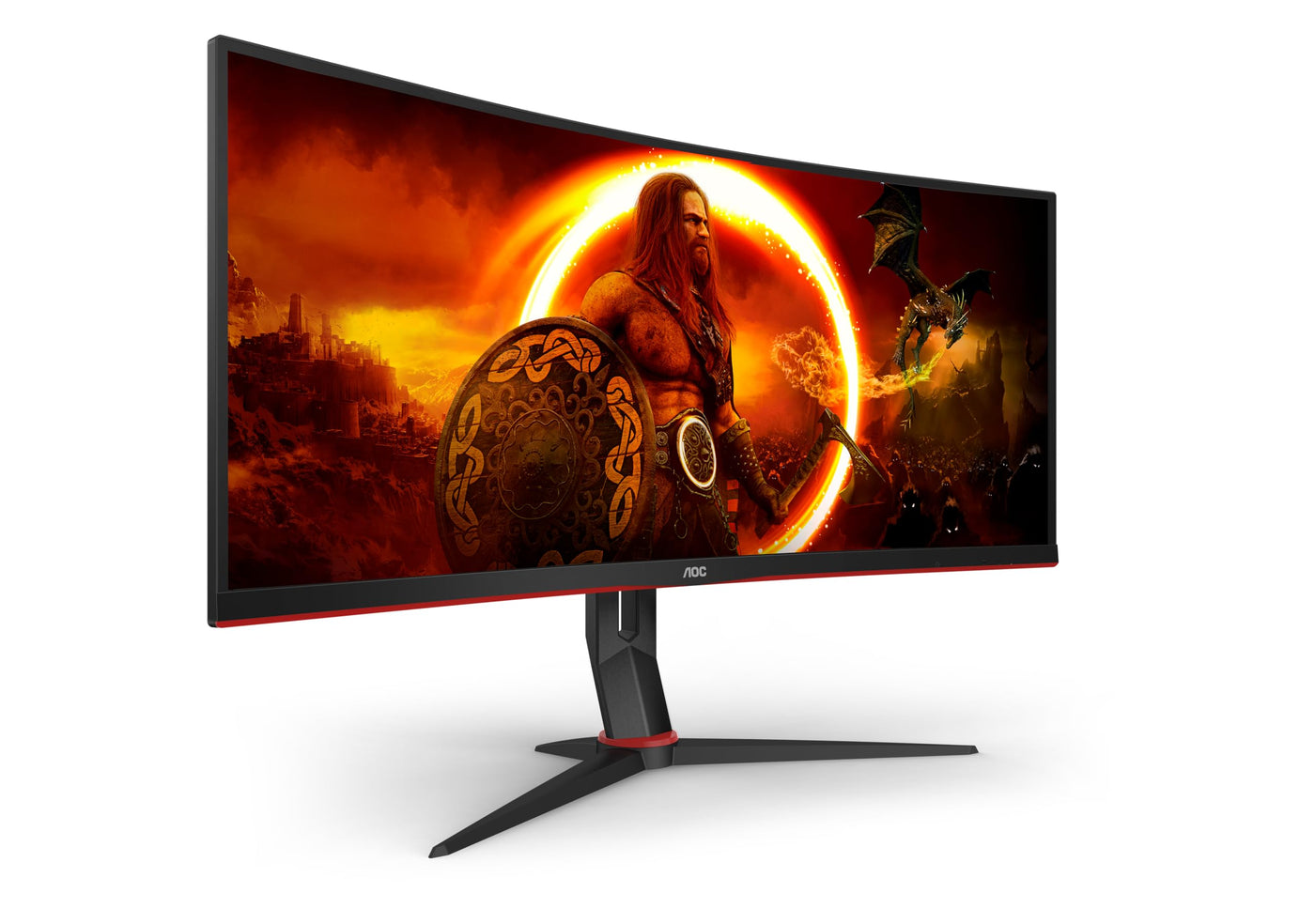 AOC Gaming CU34G2XP - 34 Zoll WQHD Curved Monitor, 180 Hz, FreeSync Prem., HDR400 (3440x1440, 1ms GtG, HDMI, DisplayPort, USB Hub) schwarz-rot