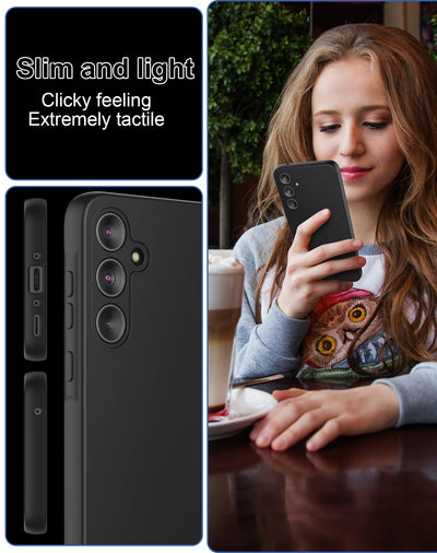 Foluu Liquid Silicone Case für Samsung Galaxy A55 5G Hülle, Silikon stoßfeste Handyhülle mit [weichem, kratzfestem Mikrofaserfutter] für Samsung Galaxy A55 5G 2024 (Schwarz)