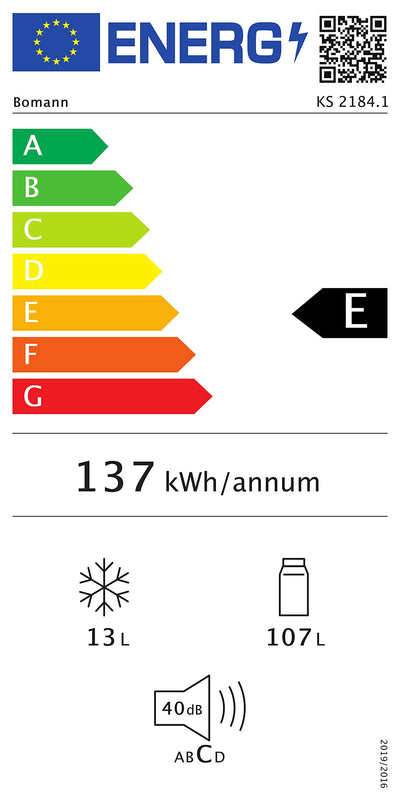 Bomann® Kühlschrank mit Gefrierfach | Kühlschrank klein mit 120L Nutzinhalt | Kühlen 107L & Gefrieren 13L | Fridge mit 3 Türablagen & 2 Glasablagen | wechselbarer Türanschlag | KS 2184.1 inox