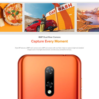 Ulefone Note 8P Handy Günstig 5,5-Zoll Smartphone ohne Vertrag 2GB + 16GB/128GB SD Quad Core Android Handy 2700mAh 8MP+5MP Kamera 4G LTE Dual SIM 3 Kartensteckplatz Face ID GPS Orange