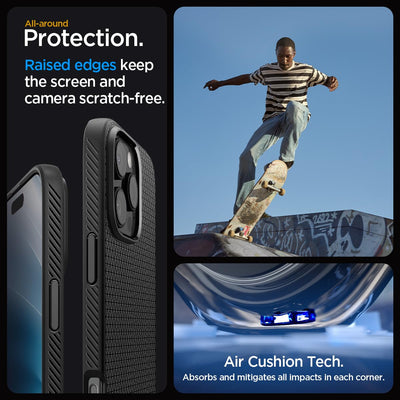 Spigen für iPhone 16 Pro Hülle [rutschfest] Liquid Air Case Handyhülle Schutzhülle Cover Dünn Slim -Matte Black