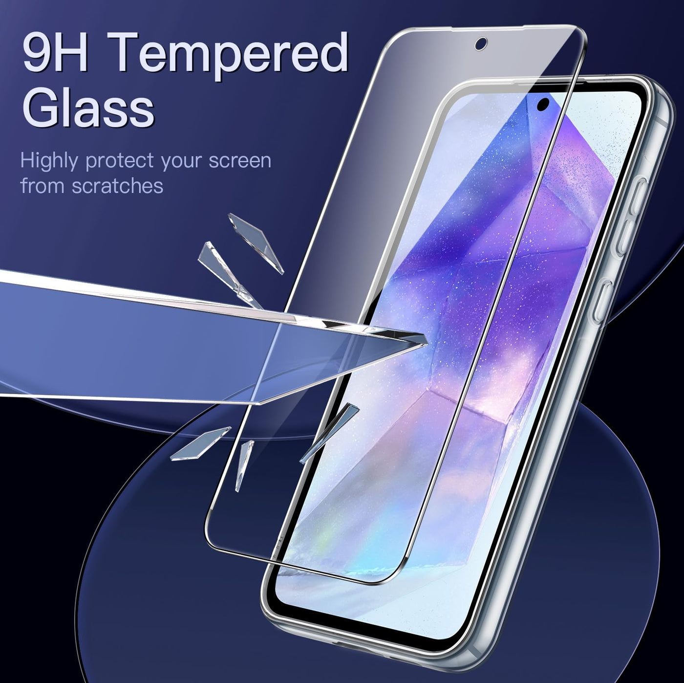 JETech 3 in 1 Hülle für Samsung Galaxy A55 5G, mit 2 Stück Schutzfolie, Gehärtetem Glas Displayschutz, Stoßfeste Stoßstange Schützende Klare Rückseite Handyhülle (Durchsichtig)